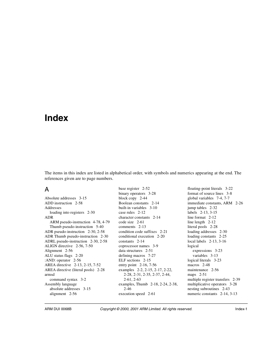 Index | ARM VERSION 1.2 User Manual | Page 355 / 360