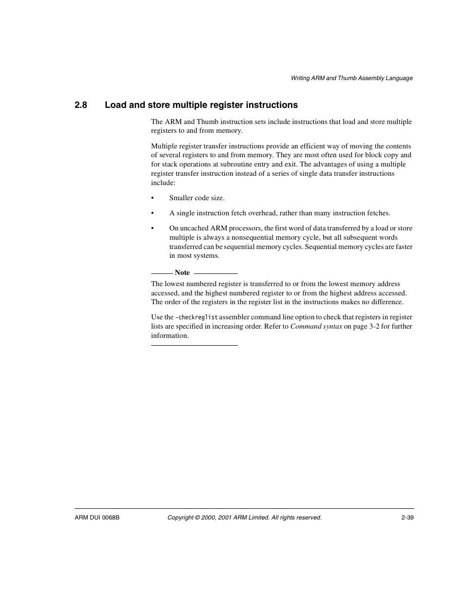 8 load and store multiple register instructions, Load and store multiple register instructions -39 | ARM VERSION 1.2 User Manual | Page 51 / 360
