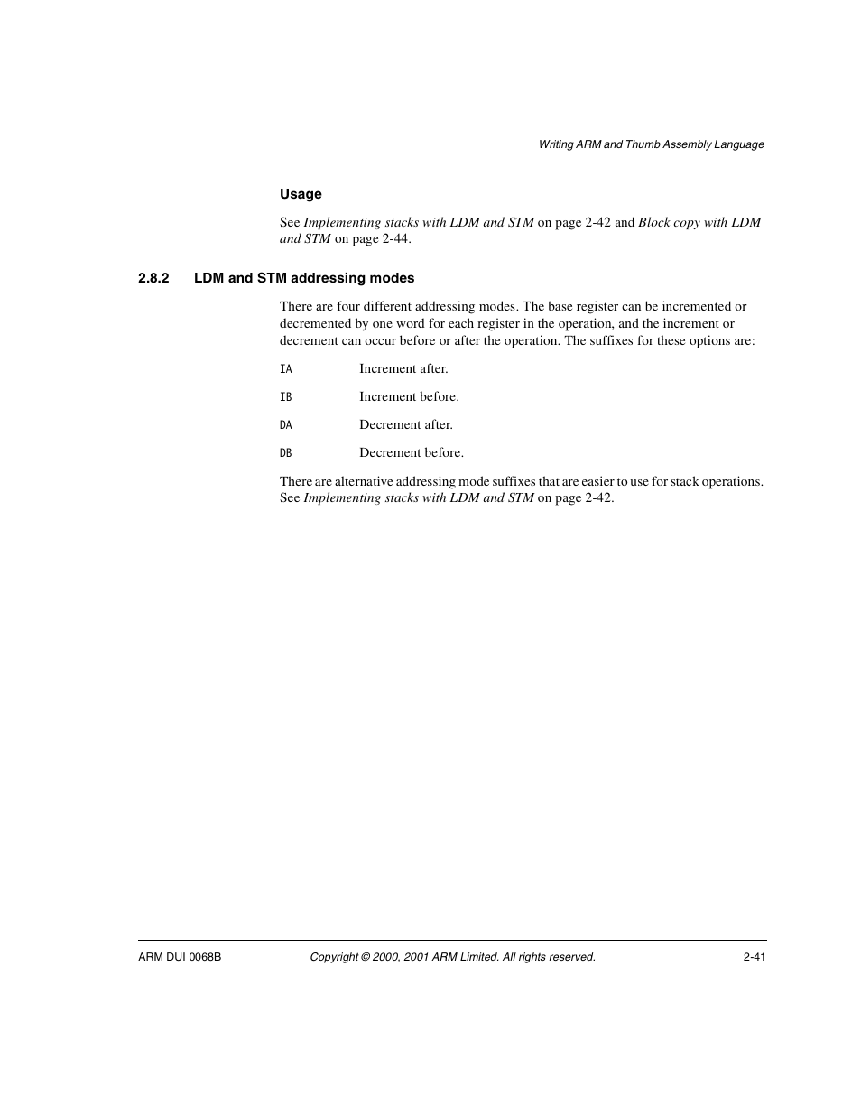 2 ldm and stm addressing modes | ARM VERSION 1.2 User Manual | Page 53 / 360
