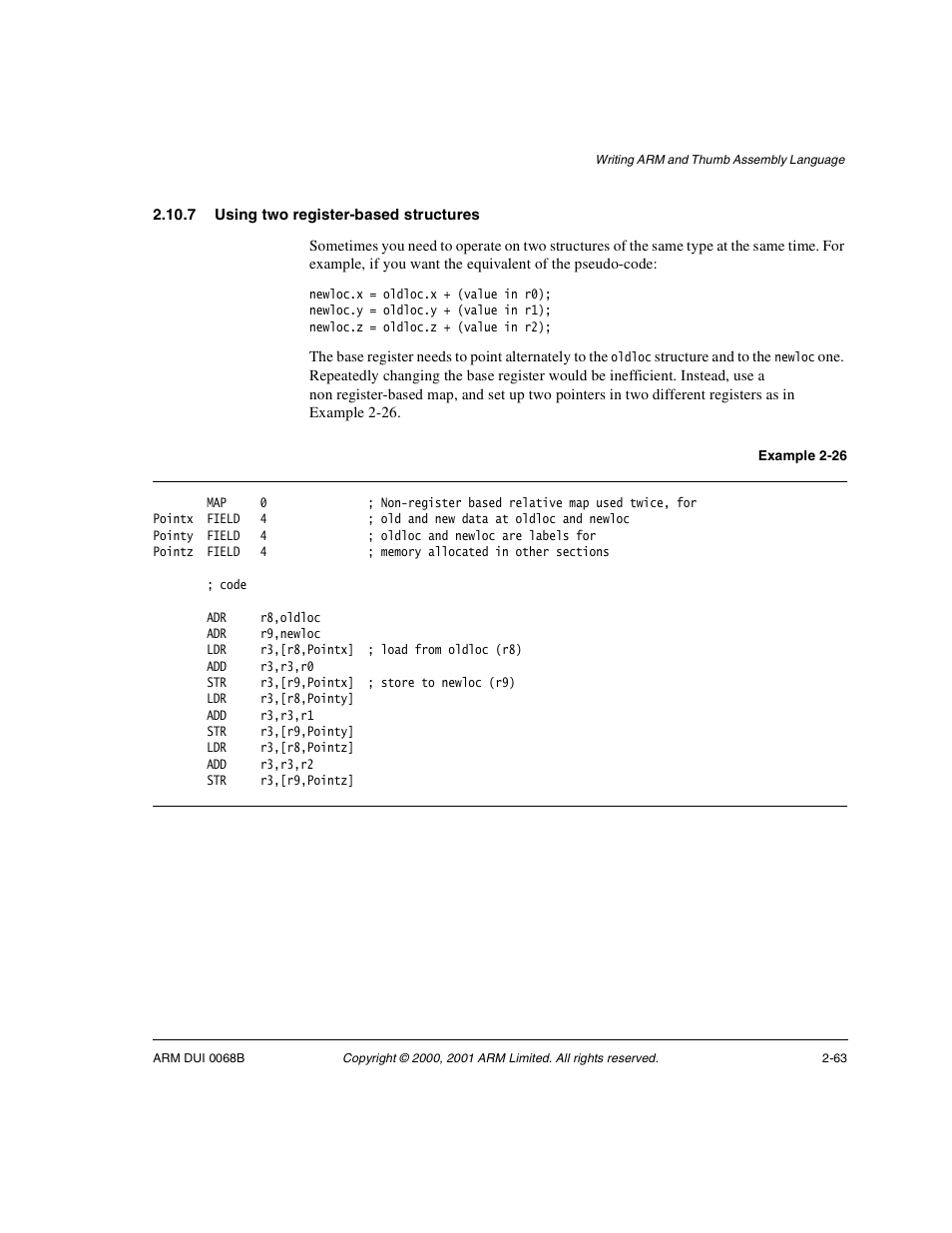 7 using two register-based structures | ARM VERSION 1.2 User Manual | Page 75 / 360