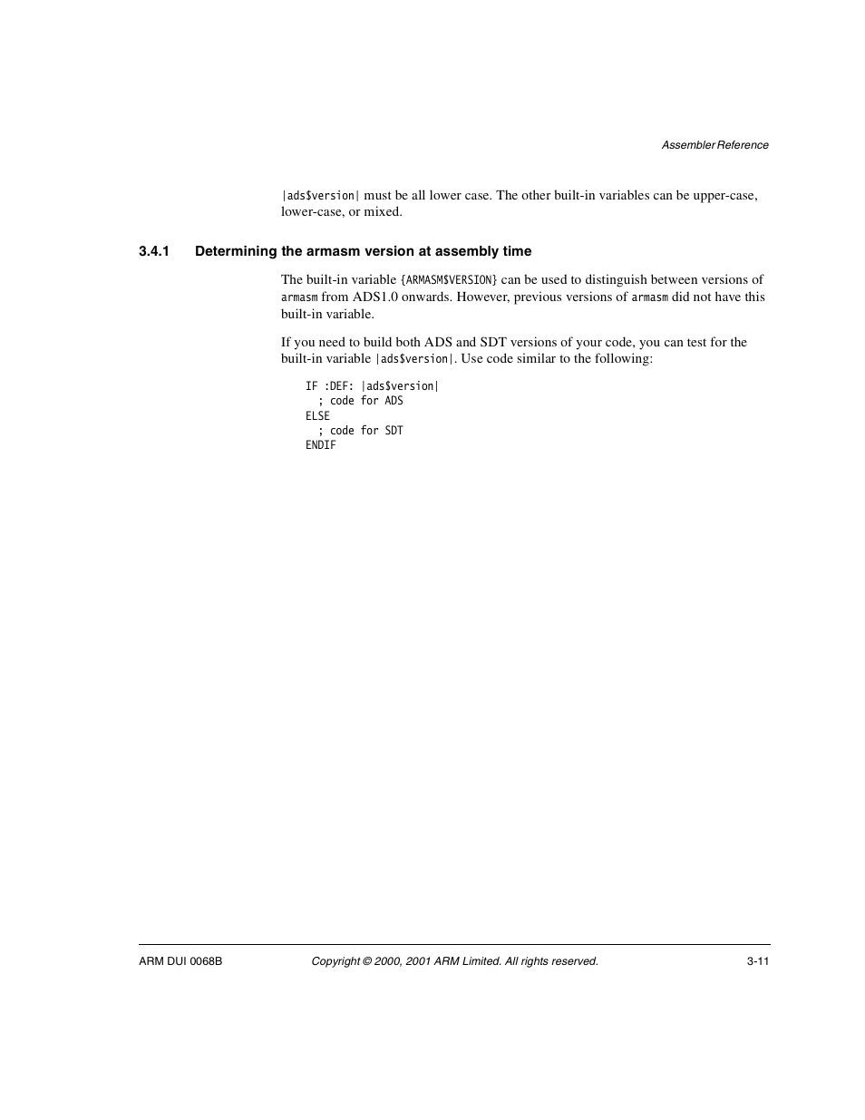 1 determining the armasm version at assembly time | ARM VERSION 1.2 User Manual | Page 89 / 360