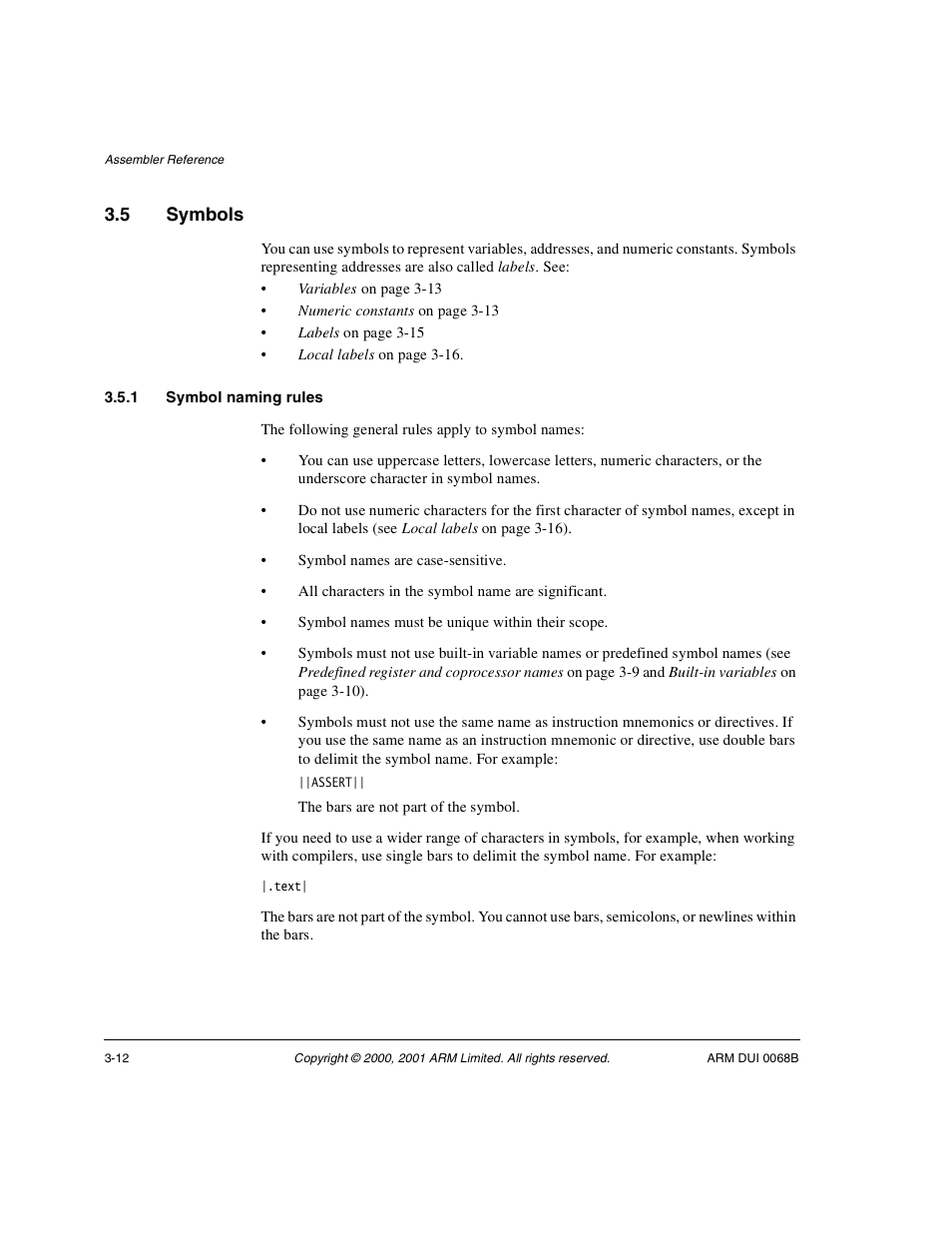 5 symbols, 1 symbol naming rules, Symbols -12 | ARM VERSION 1.2 User Manual | Page 90 / 360