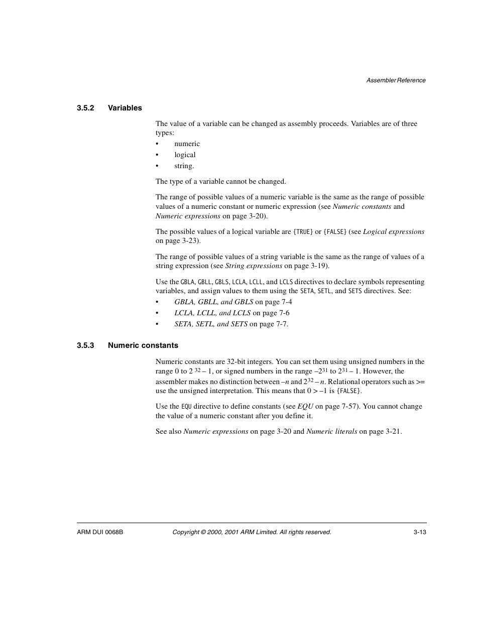 2 variables, 3 numeric constants | ARM VERSION 1.2 User Manual | Page 91 / 360