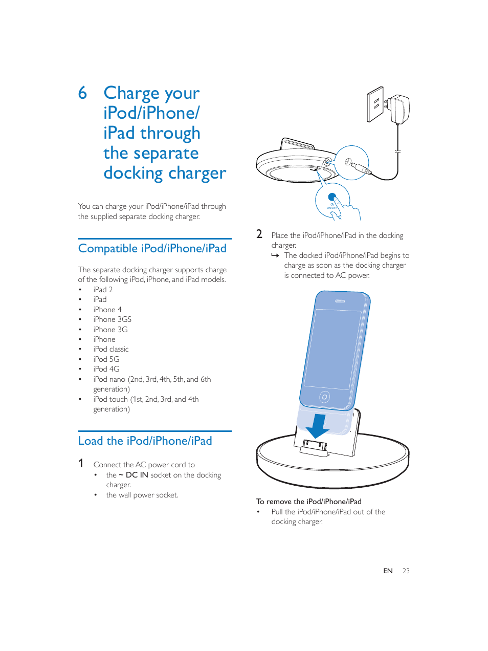 Philips Fidelio SoundSphere docking speakers DS9800W with AirPlay with 30-pin connector for iPod-iPhone-iPad 100W User Manual | Page 23 / 31