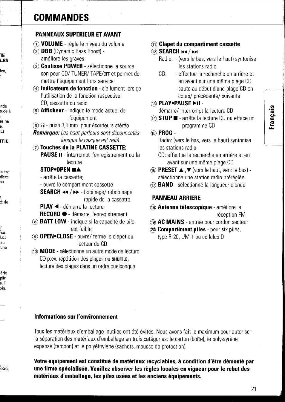 Informations sur l'environnement | Philips AZ1060 User Manual | Page 27 / 52