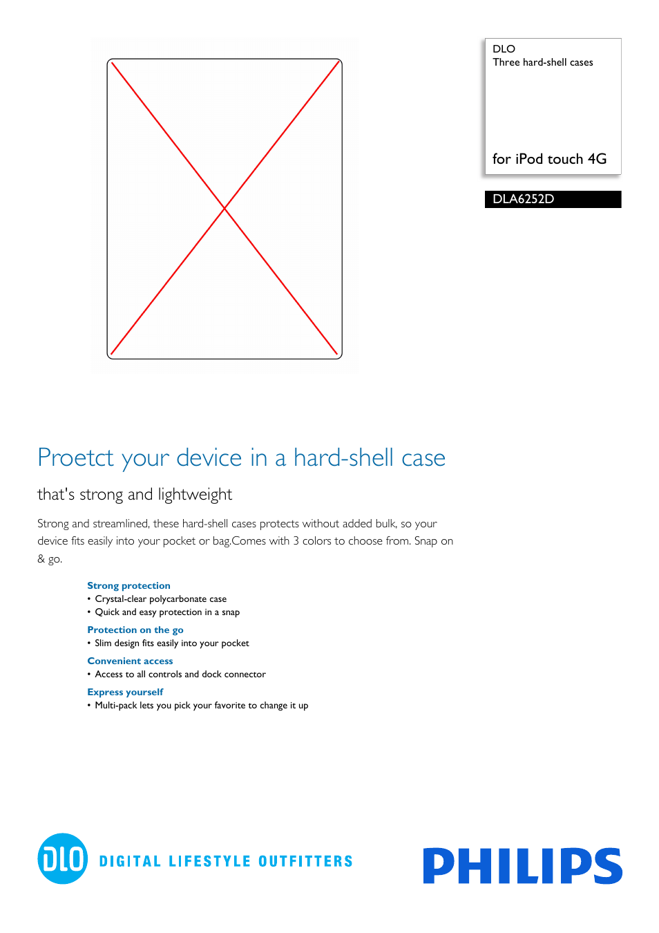 Philips DLO Three hard-shell cases DLA6252D for iPod touch 4G User Manual | 2 pages