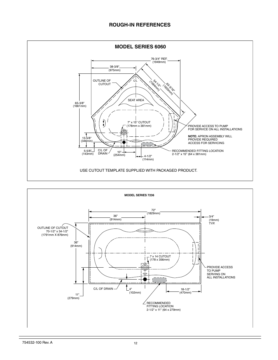 Rough-in references model series 6060 | American Standard 2939 User Manual | Page 12 / 44