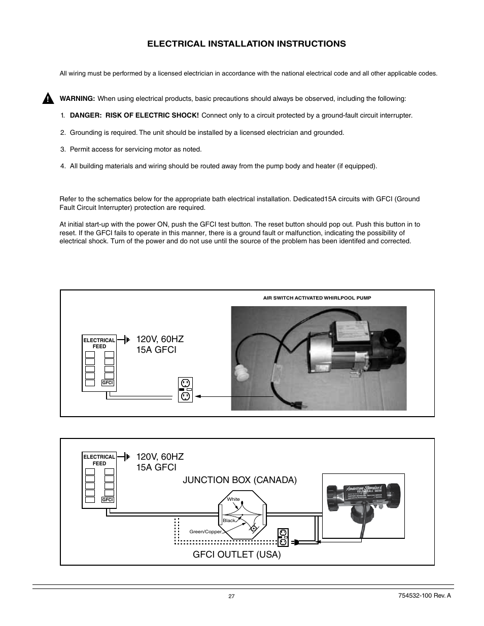 Electrical installation instructions | American Standard 2939 User Manual | Page 27 / 44