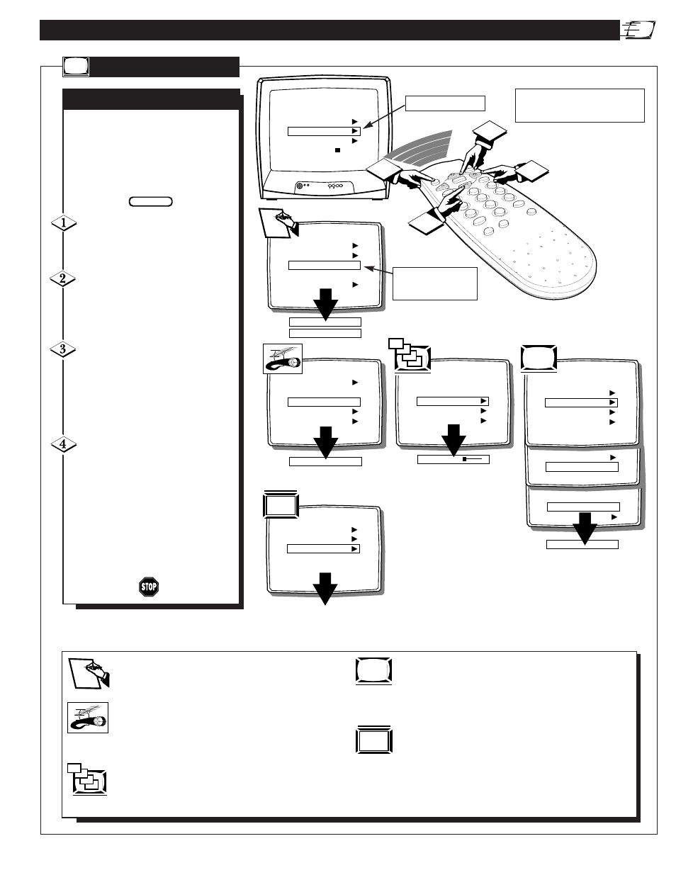 Exit, P and, Uick | Irst, Ontrol, Etup | Philips 19PS54C User Manual | Page 7 / 20