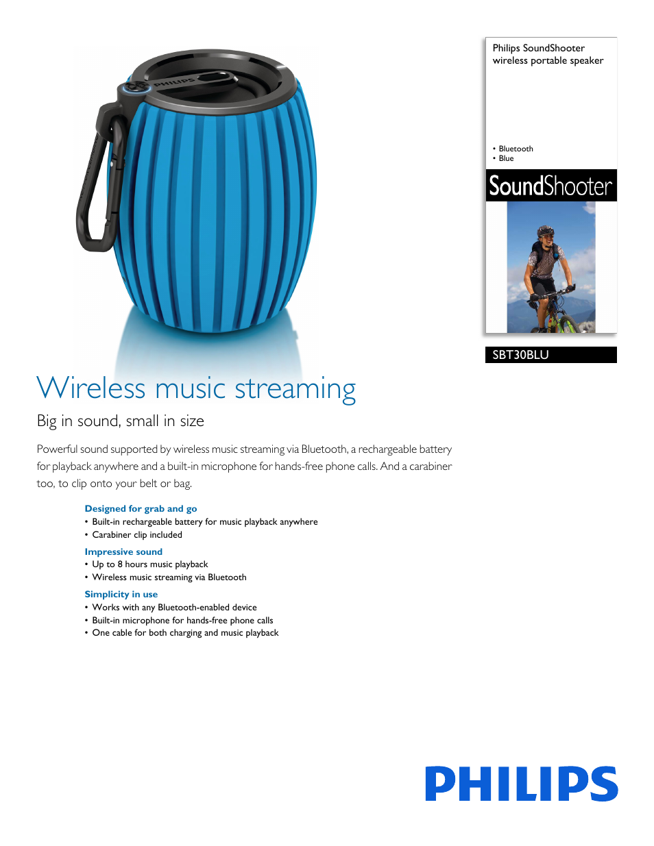 Philips SBT30BLU-37 User Manual | 2 pages