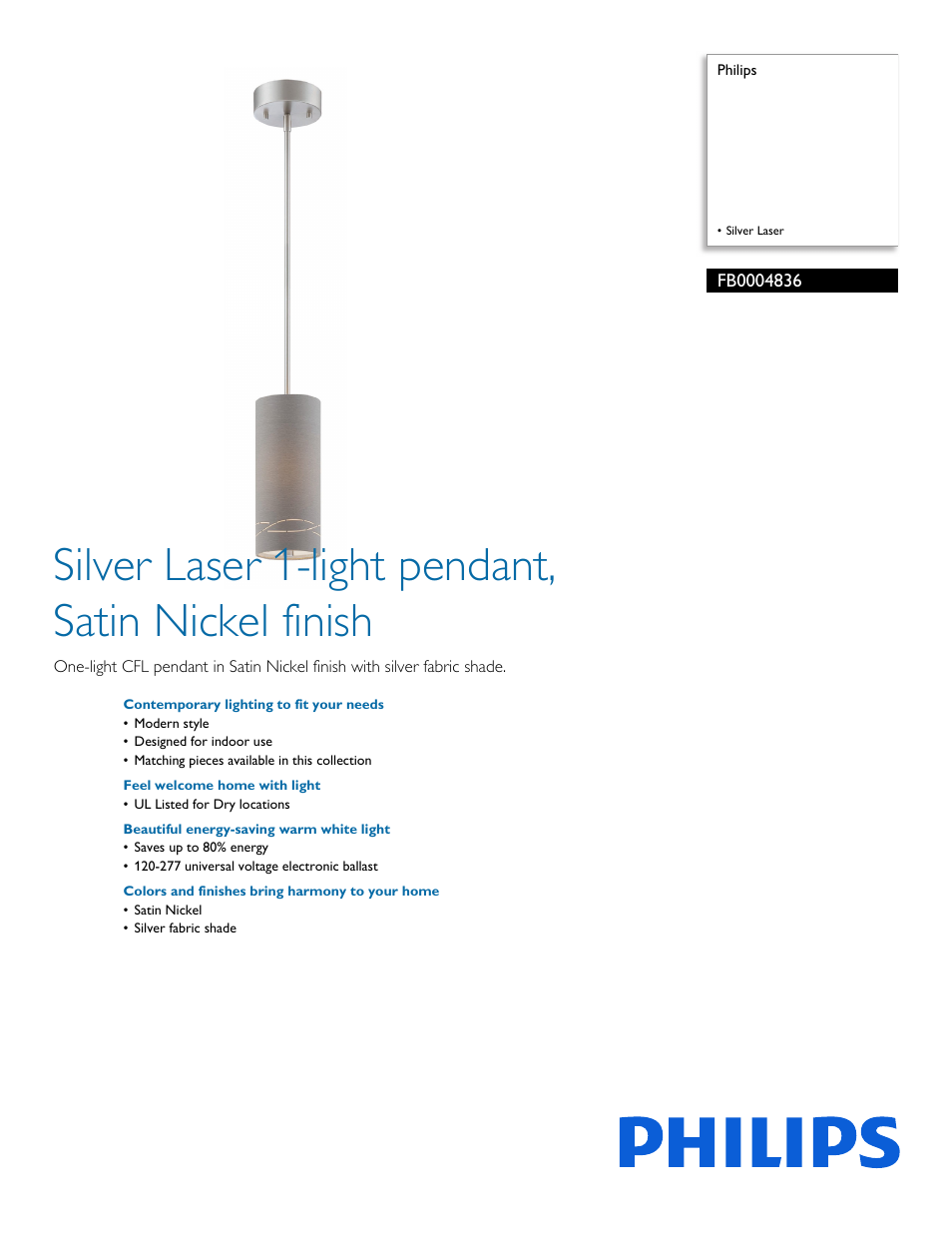 Philips FB0004836 User Manual | 2 pages