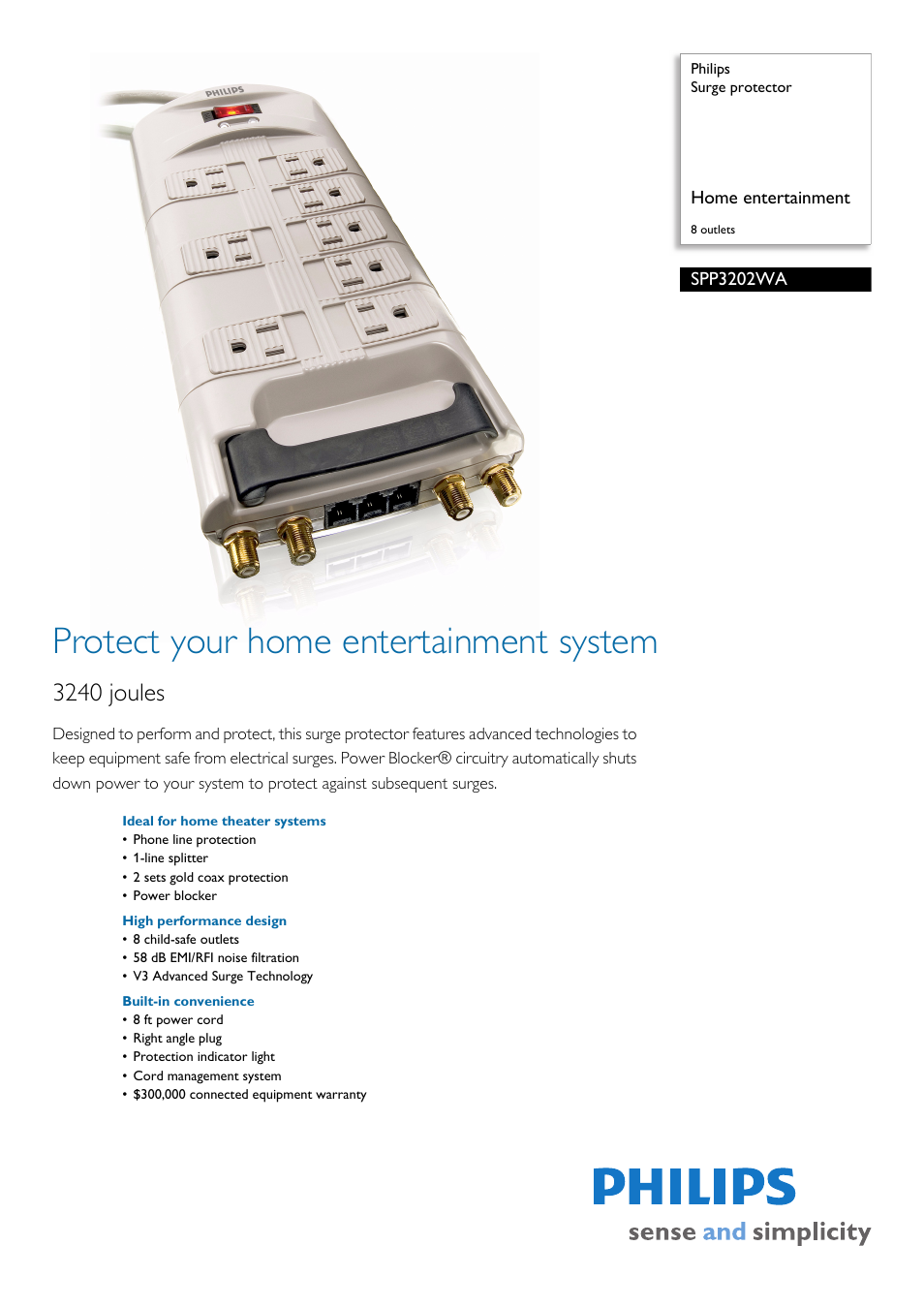 Philips SPP3202WA-17 User Manual | 2 pages