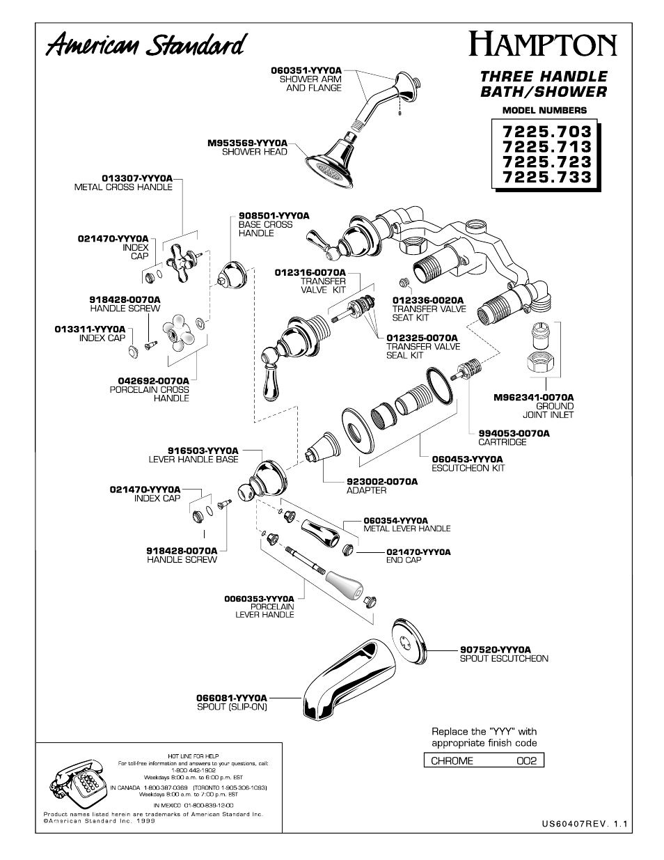 Ampton, Shmimil | American Standard Hampton 7225.713 User Manual | Page 3 / 3