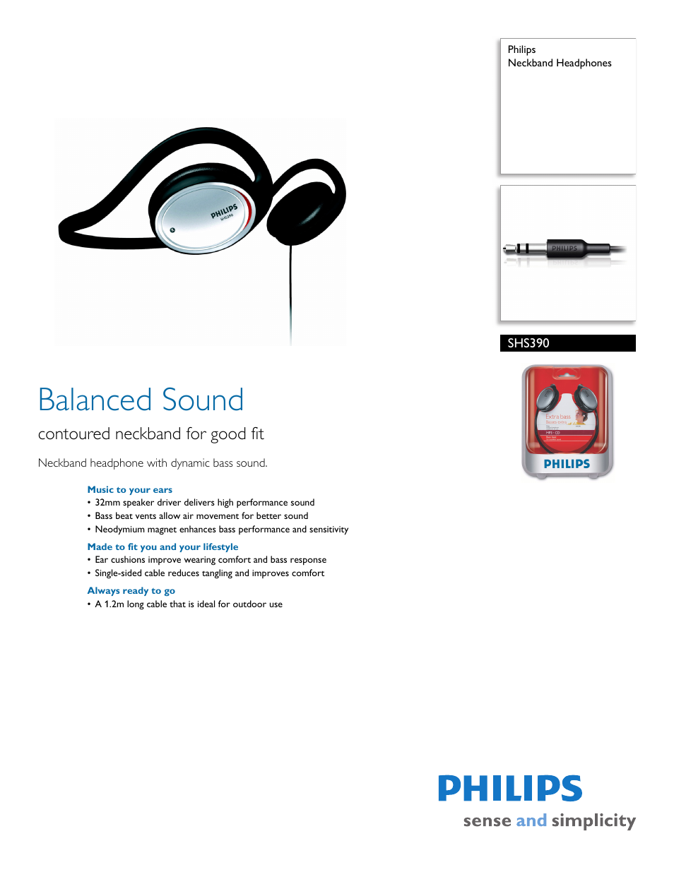 Philips SHS390-37 User Manual | 2 pages