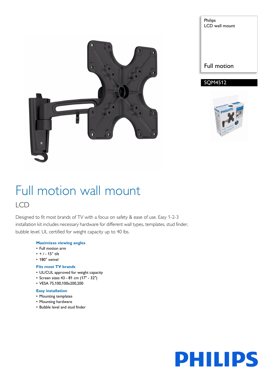 Philips SQM4512-27 User Manual | 2 pages