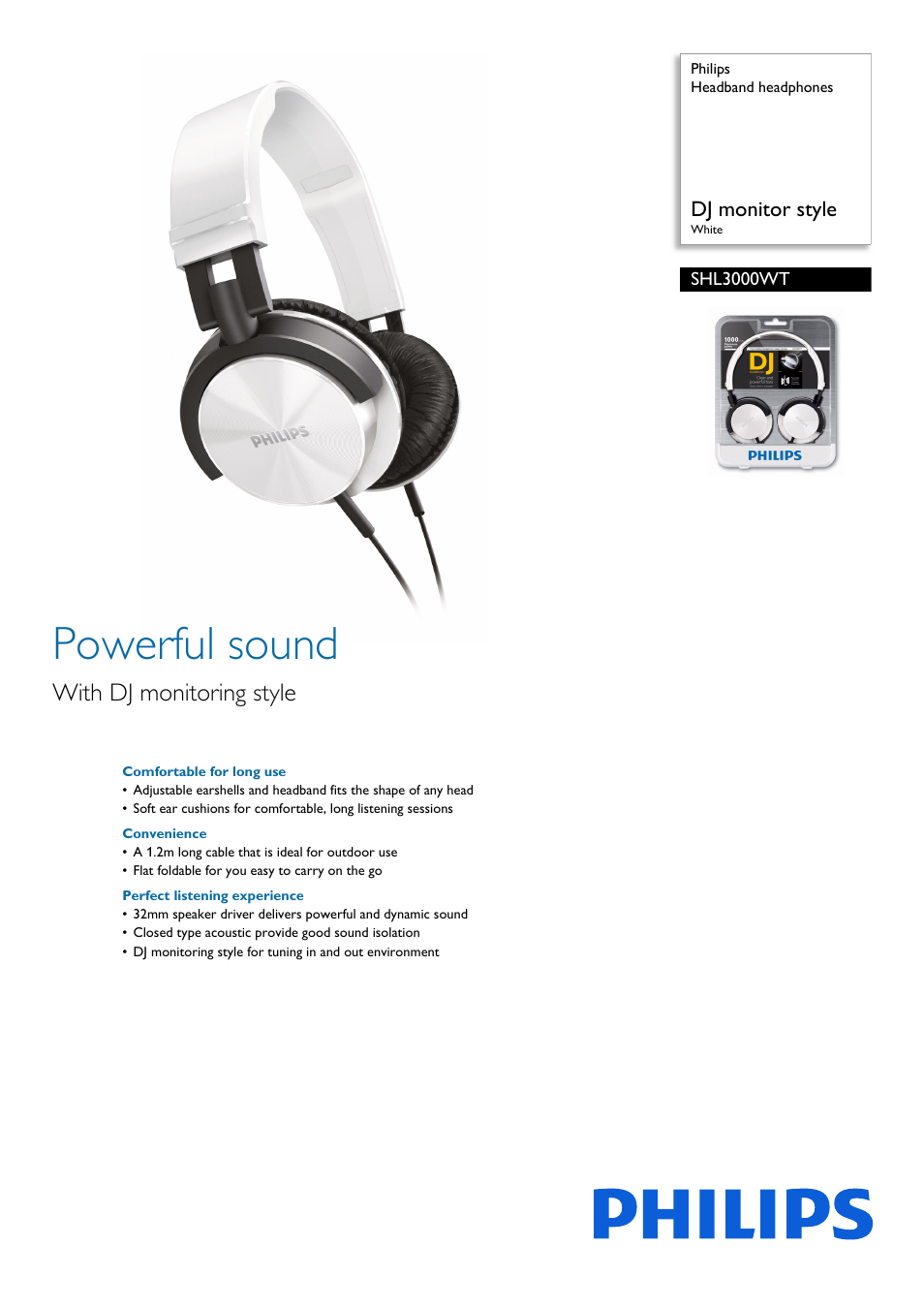 Philips SHL3000WT-28 User Manual | 2 pages