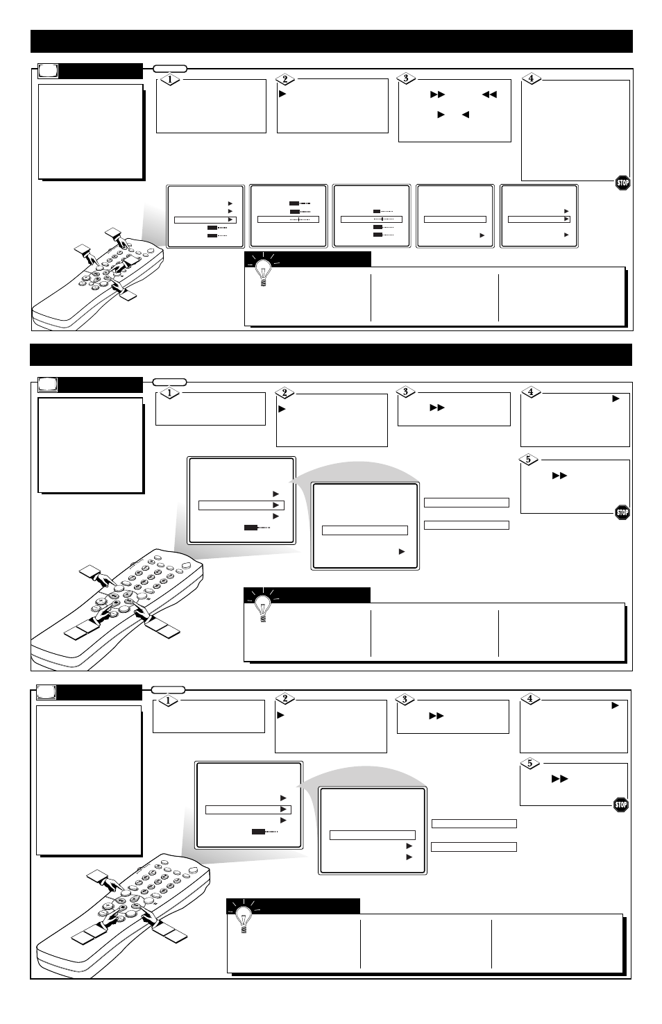 Menu c, Etting, Elevision | Or the, Irst, Ow to, Se the, S onscreen, Ontrols, Anguage | Philips 20PT91S User Manual | Page 3 / 4