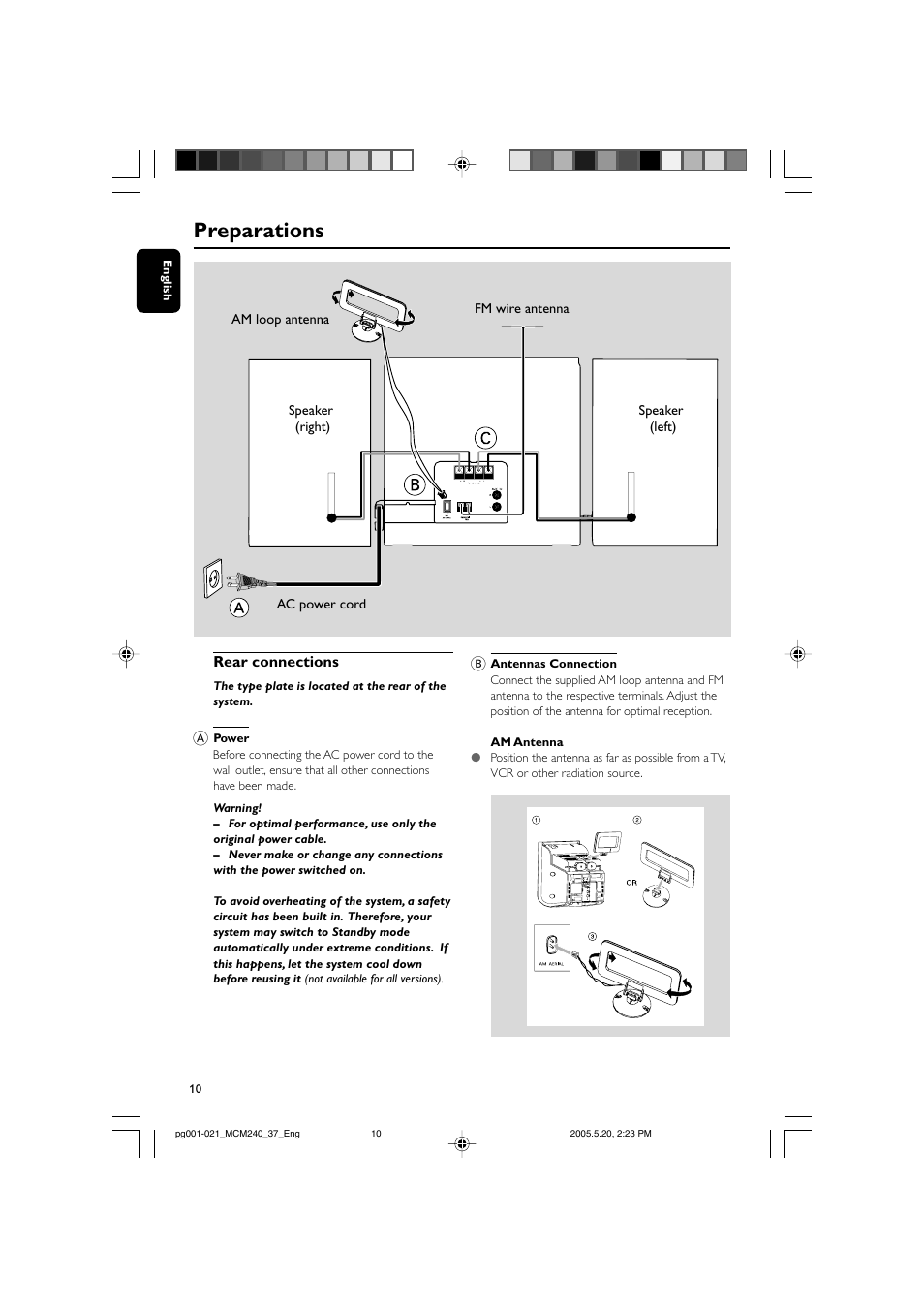 Preparations | Philips MCM240-37B User Manual | Page 10 / 21