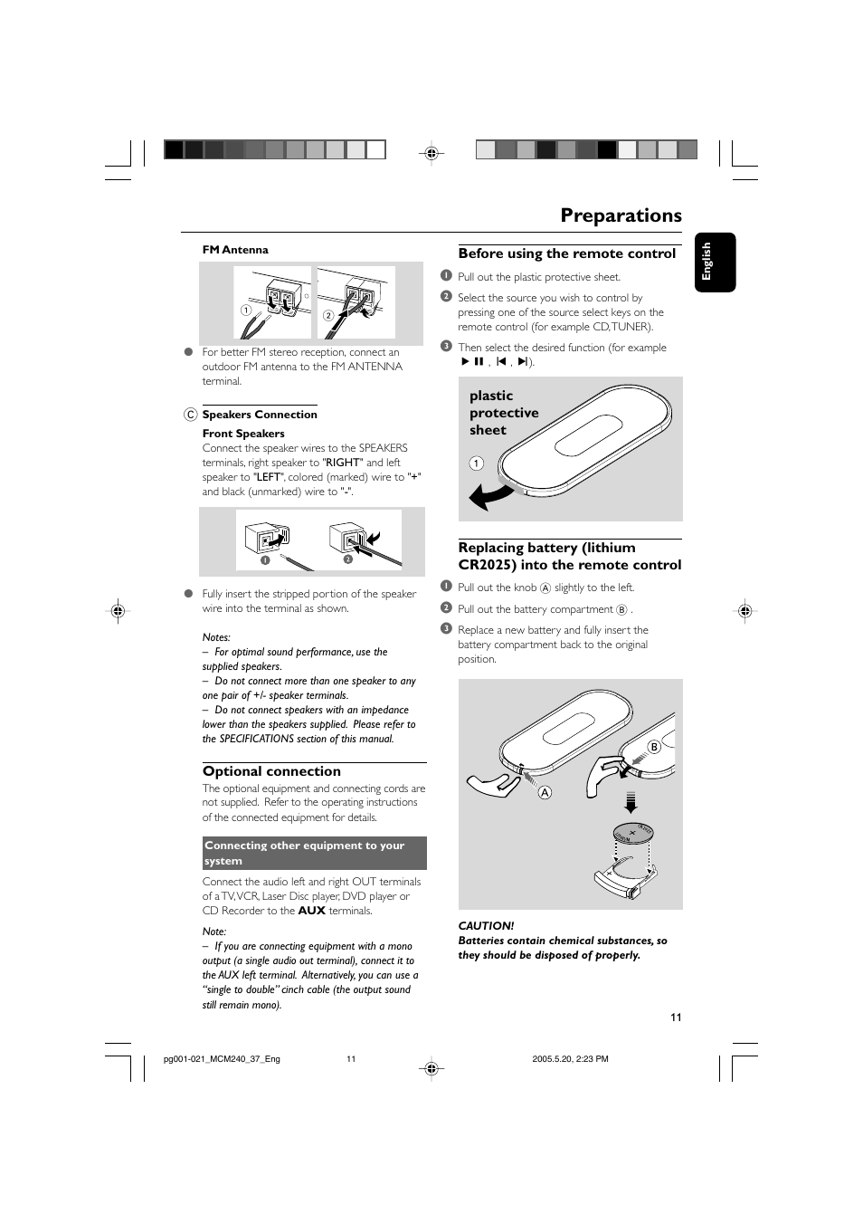 Preparations | Philips MCM240-37B User Manual | Page 11 / 21