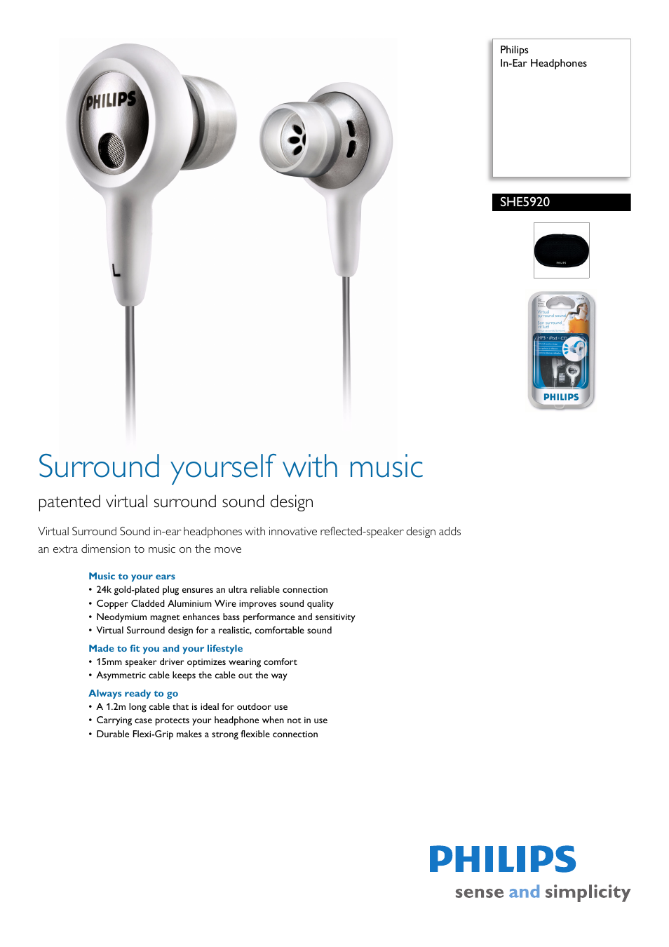Philips SHE5920-27 User Manual | 2 pages