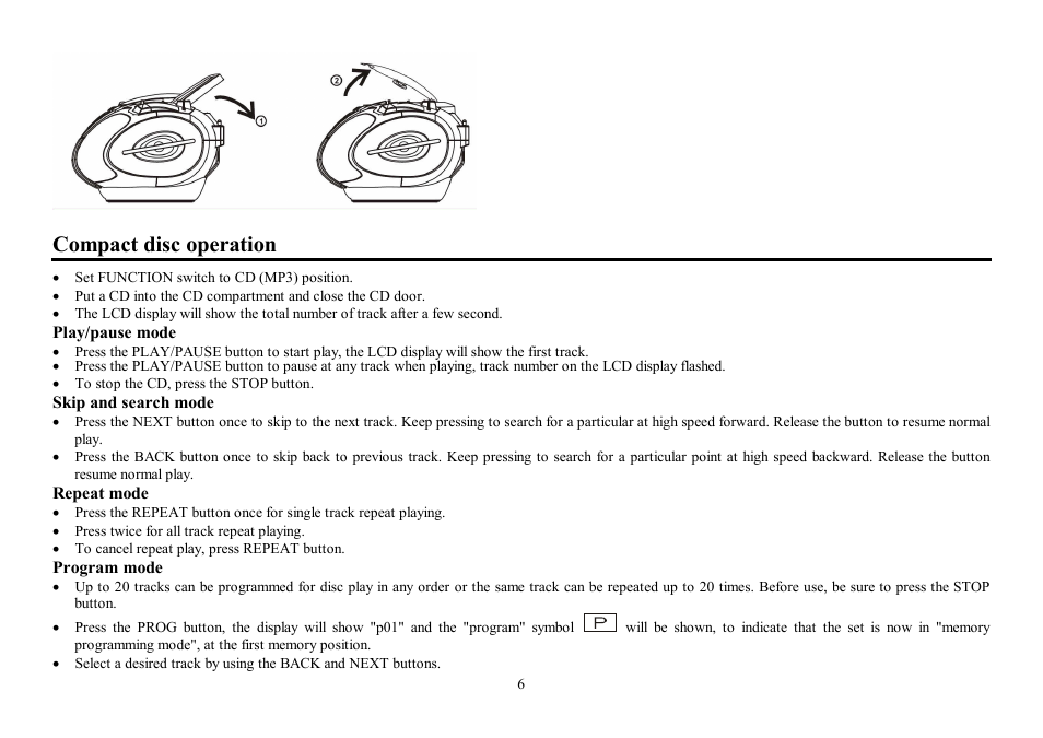 Compact disc operation | Hyundai H-1405 User Manual | Page 6 / 16