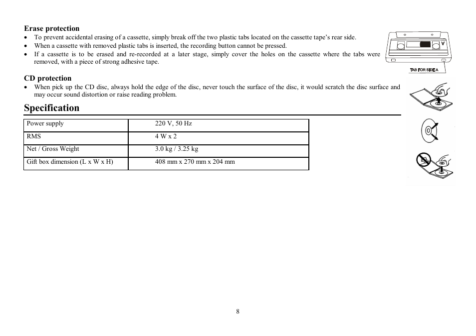 Specification | Hyundai H-1405 User Manual | Page 8 / 16