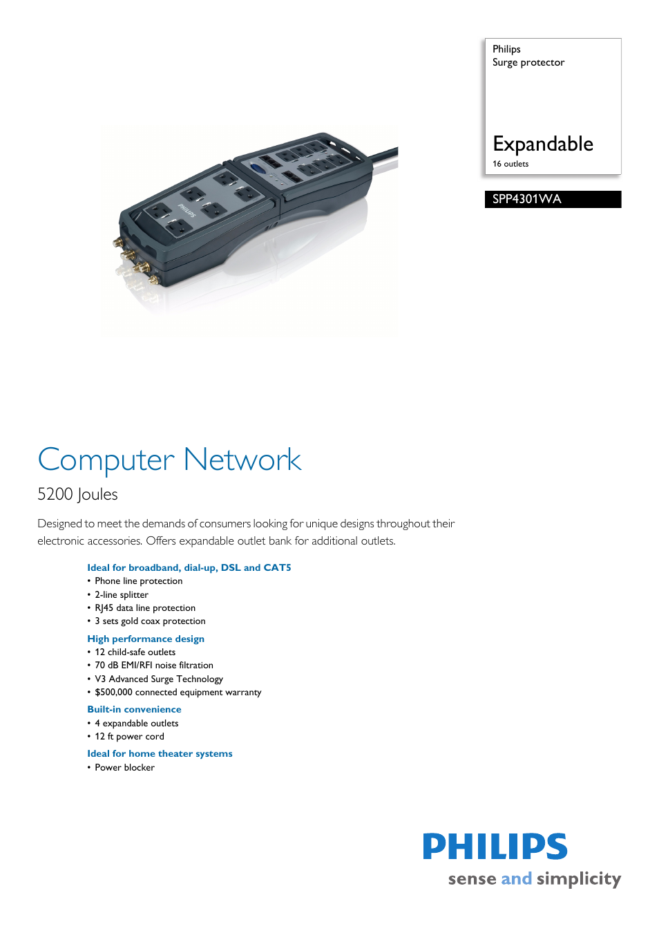 Philips SPP4301WA-17 User Manual | 2 pages