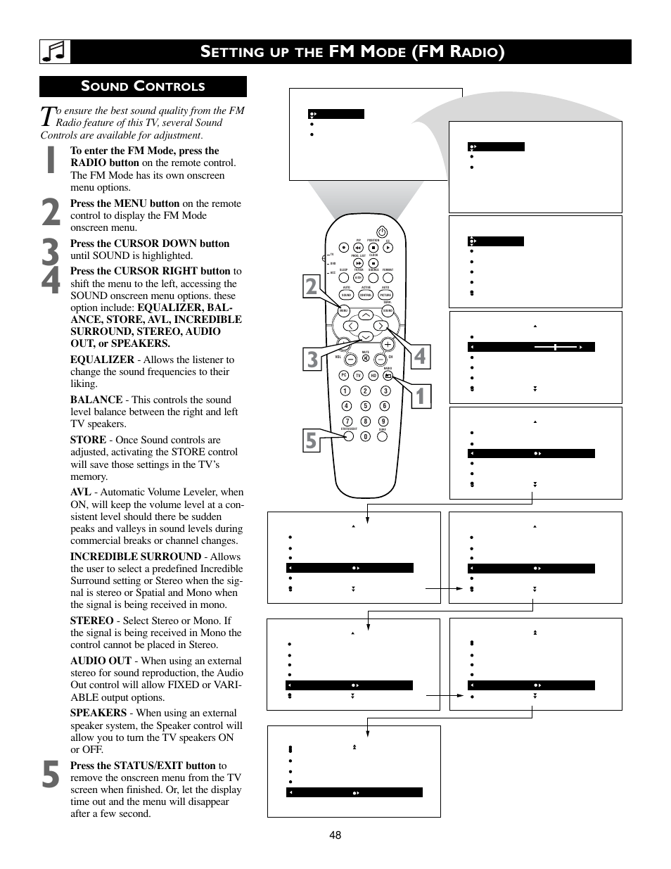 Fm m, Fm r, Etting up the | Adio | Philips 23PF9945-37B User Manual | Page 48 / 64