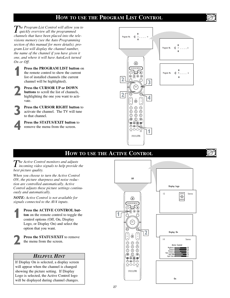 Ow to use the, Rogram, Ontrol | Ctive, Elpful | Philips 27PT8302-37B User Manual | Page 27 / 39