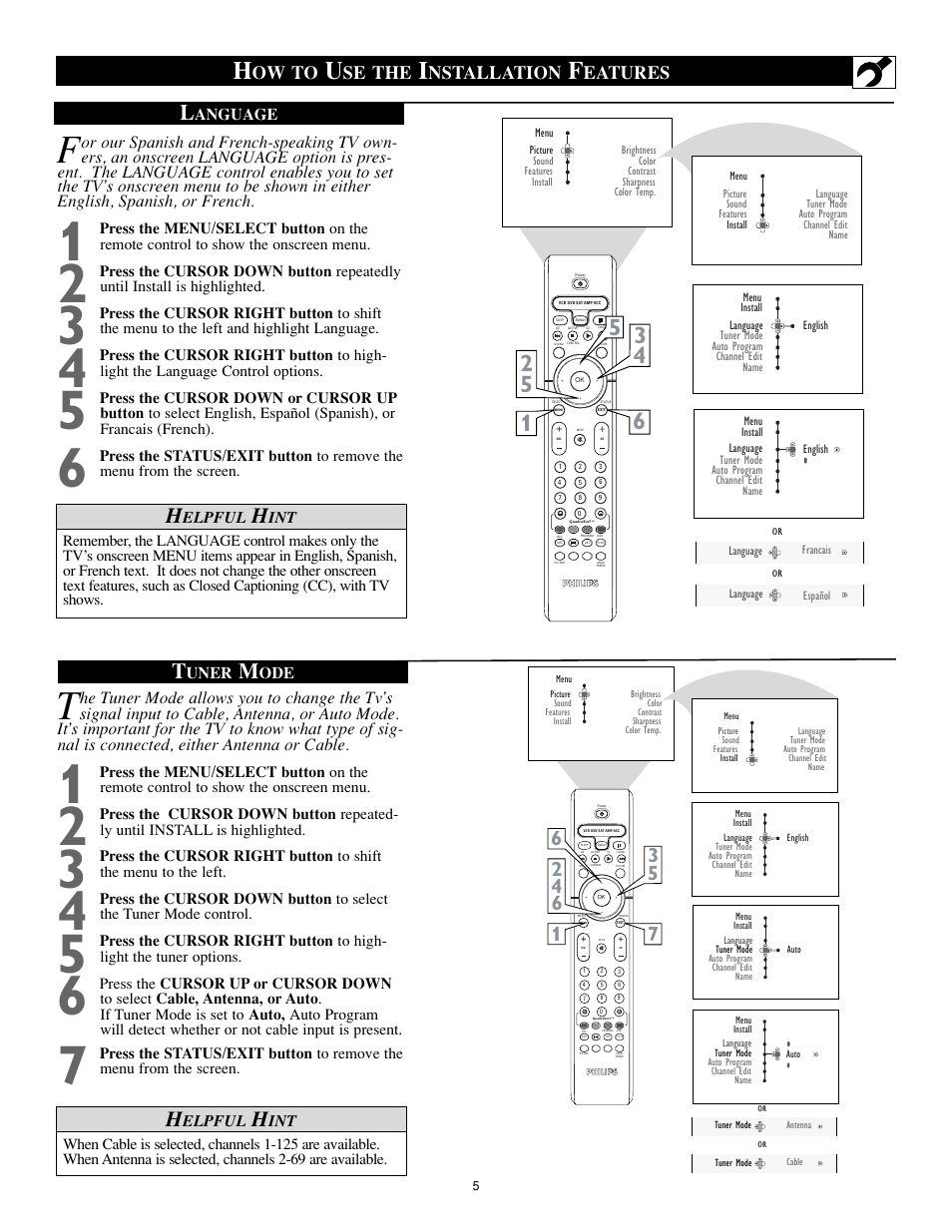 Ow to, Se the, Nstallation | Eatures | Philips 27PT8302-37B User Manual | Page 5 / 39