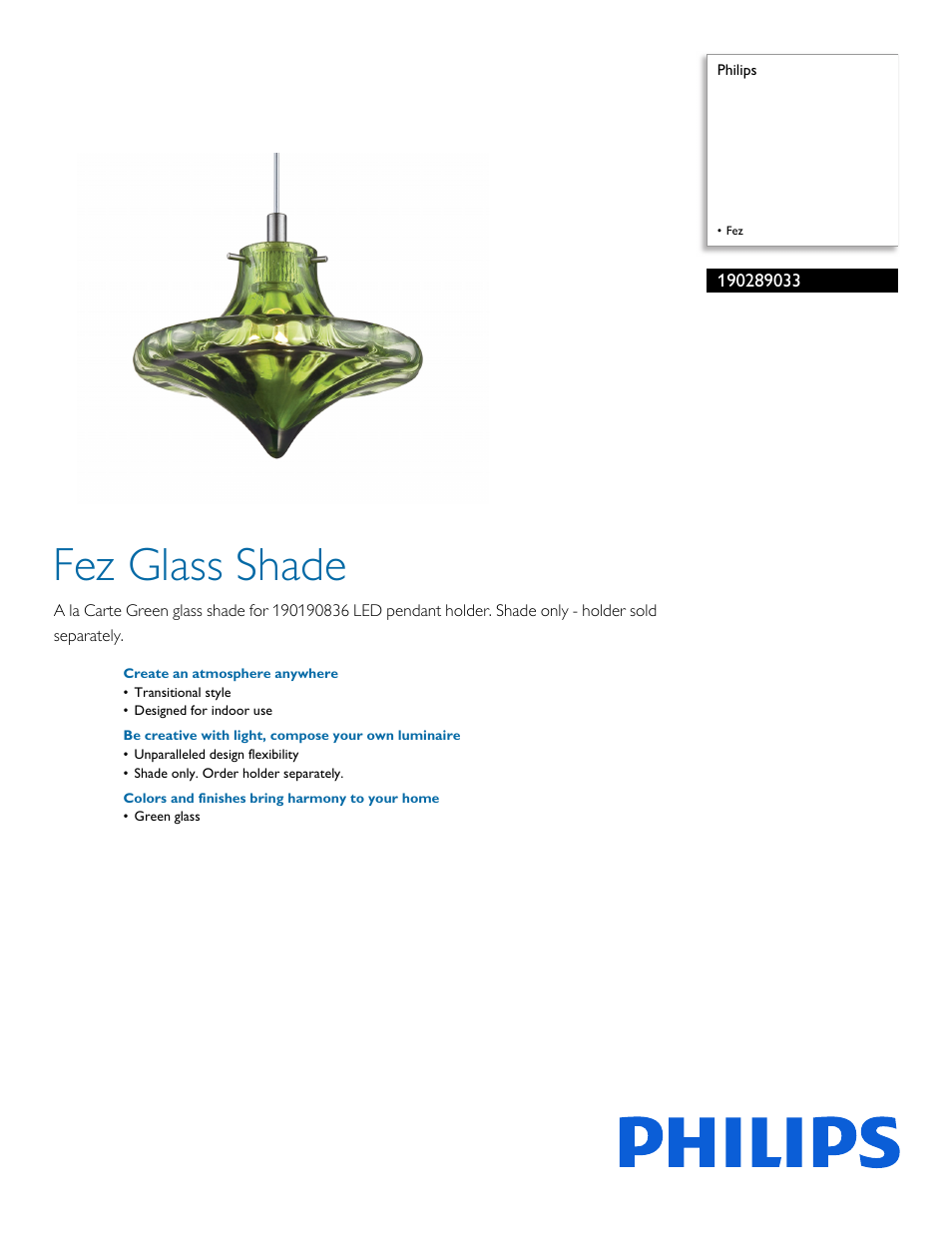 Philips 190289033 User Manual | 2 pages