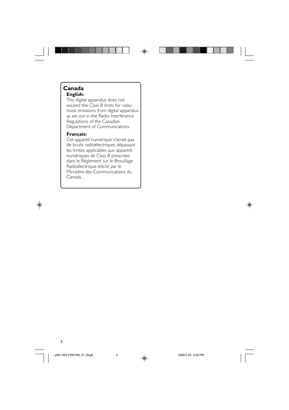 Canada | Philips FWD798-37 User Manual | Page 2 / 51