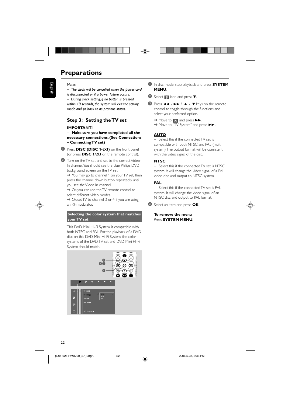 Preparations | Philips FWD798-37 User Manual | Page 22 / 51