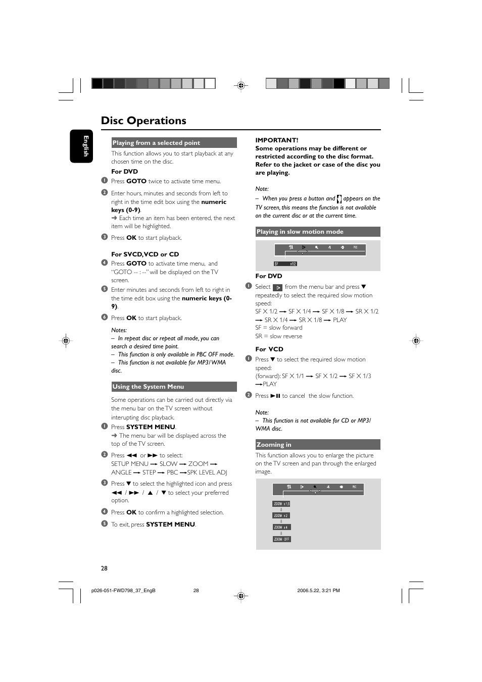 Disc operations | Philips FWD798-37 User Manual | Page 28 / 51