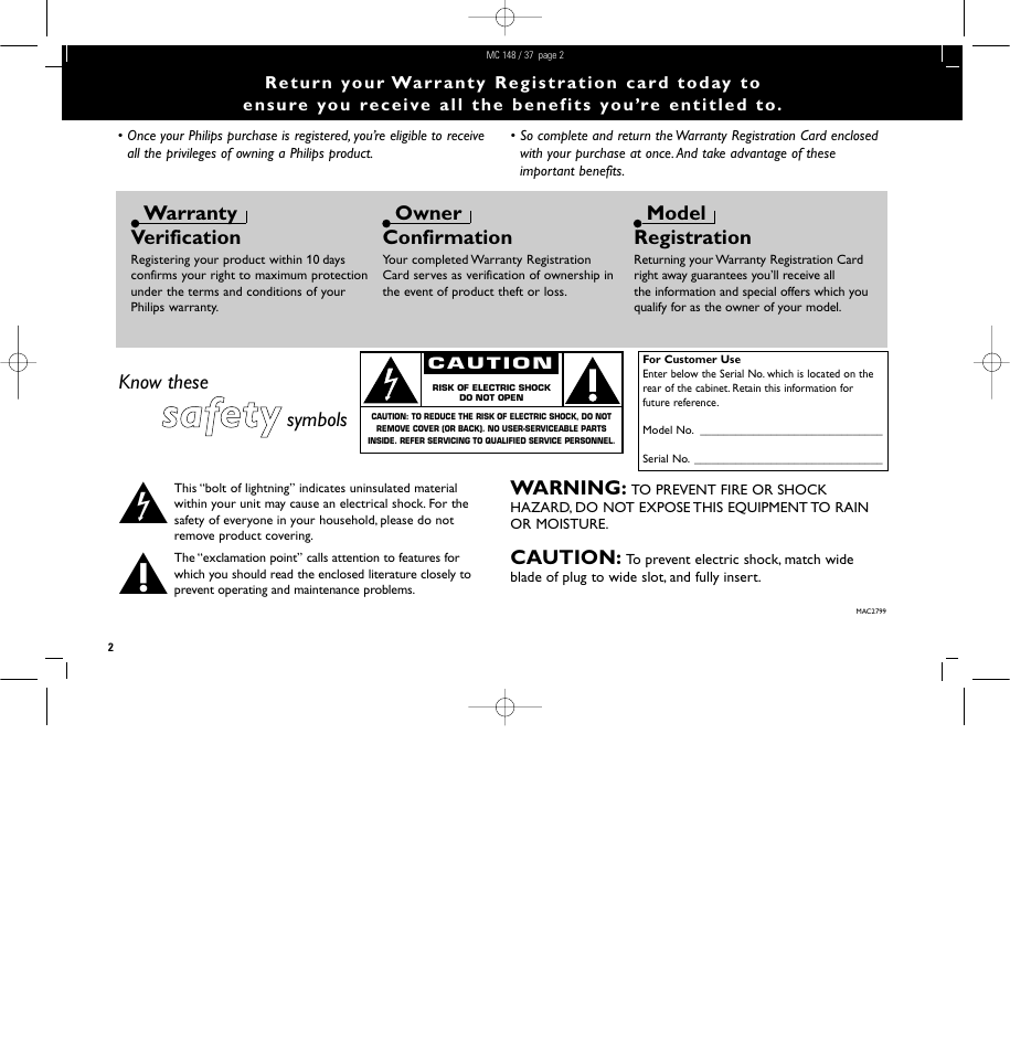 Ssa affe etty y | Philips MC148C-37 User Manual | Page 2 / 46