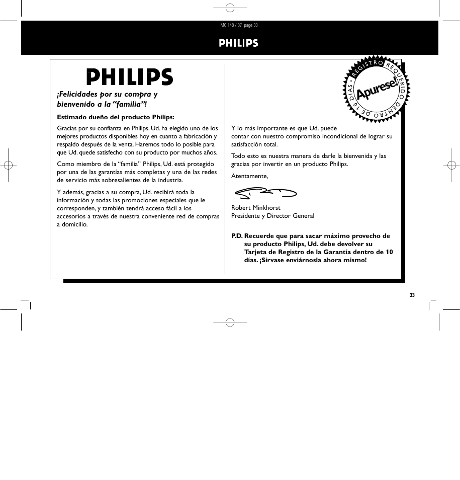 Apurese | Philips MC148C-37 User Manual | Page 33 / 46