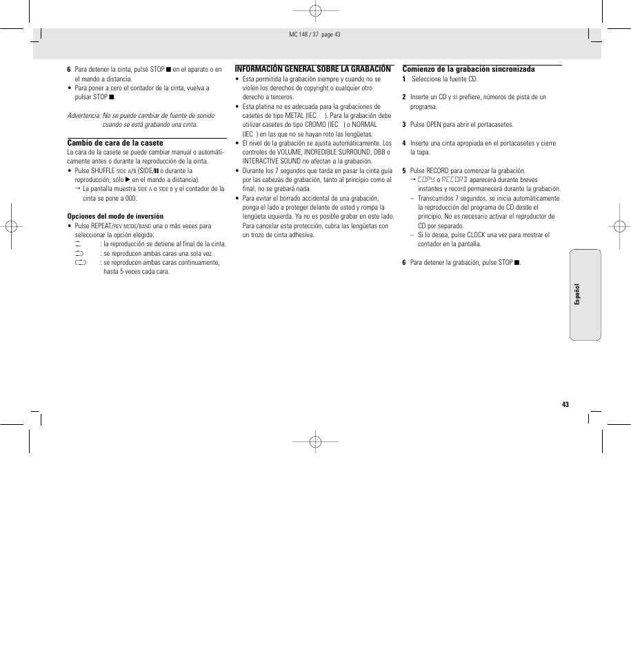 Philips MC148C-37 User Manual | Page 43 / 46