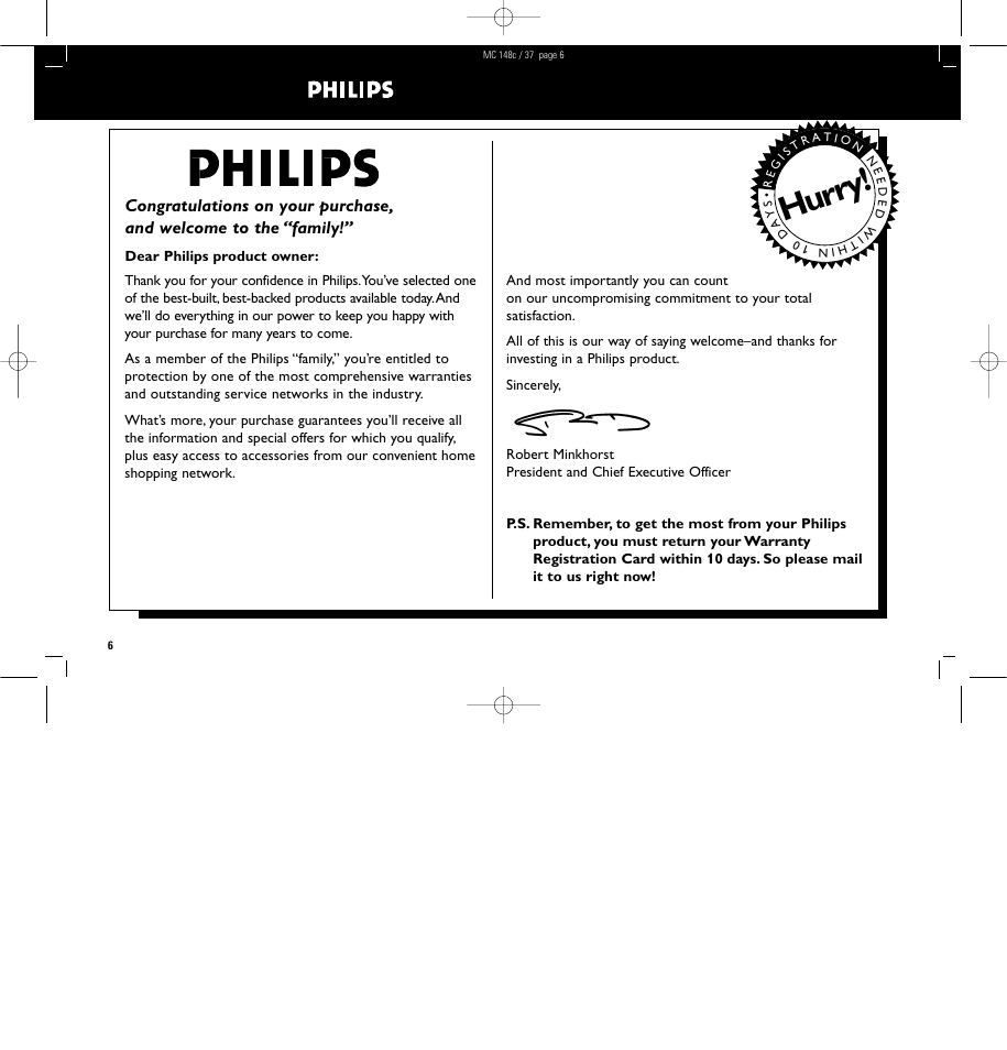 Hurry | Philips MC148C-37 User Manual | Page 6 / 46