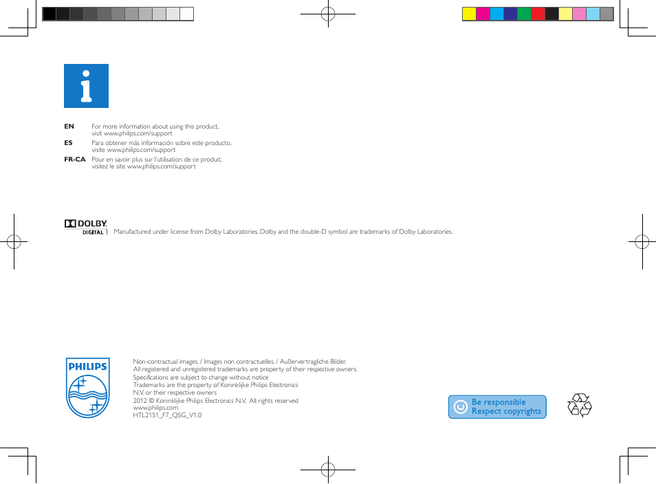 Philips HTL2151-F7 User Manual | Page 12 / 12