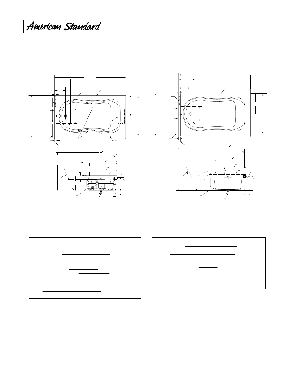 High gloss acrylic, General specifications for 1749 bathing pool | American Standard Colony 1749.202 User Manual | Page 2 / 2