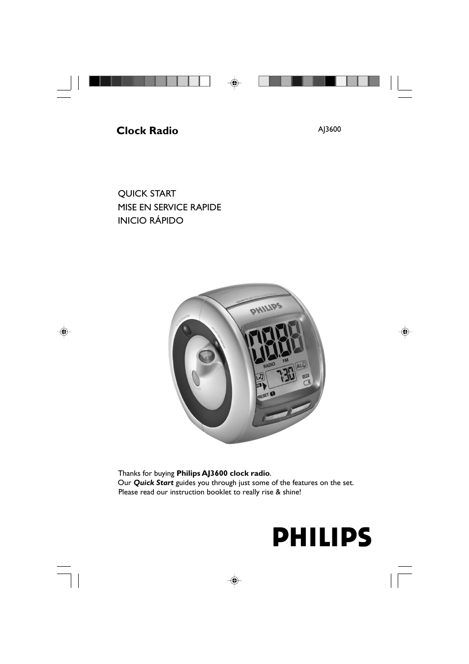 Philips Clock Radio AJ3600 User Manual | 3 pages