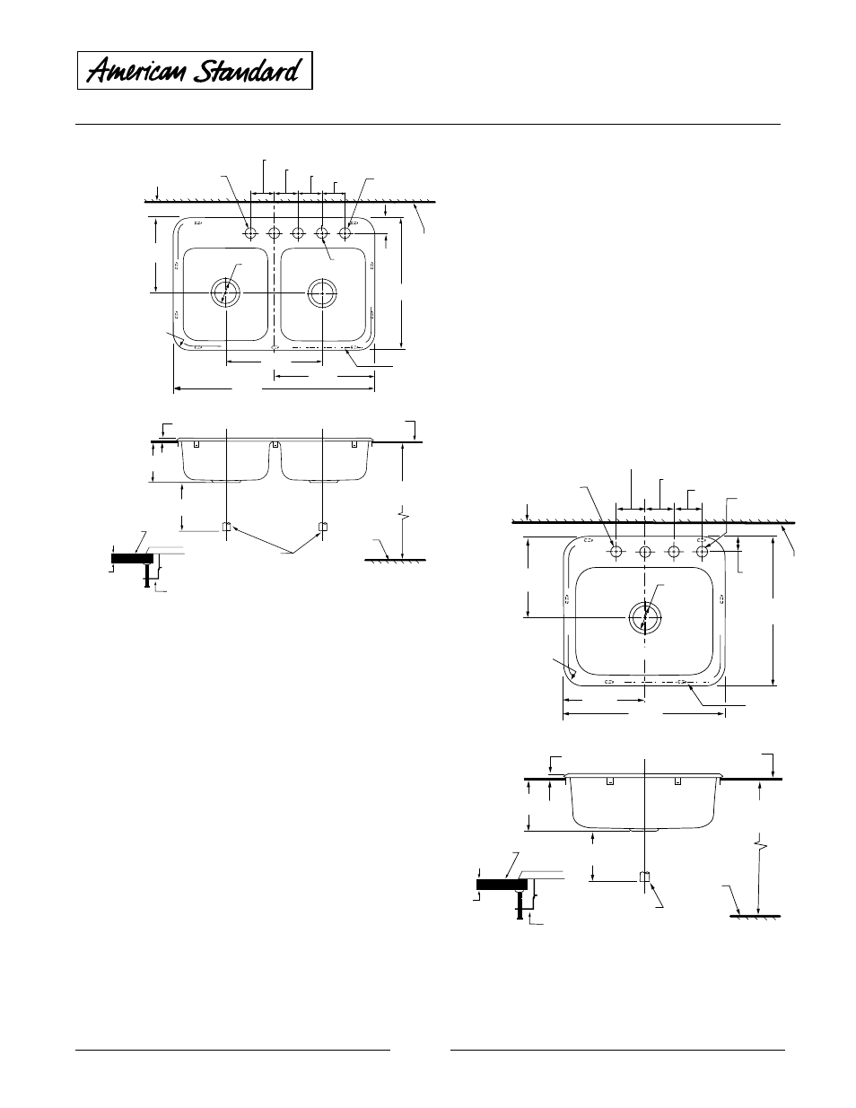 Double bowl™ sink single bowl™ sink, Enameled steel, Ks-56 | American Standard 7143.804 User Manual | Page 2 / 2