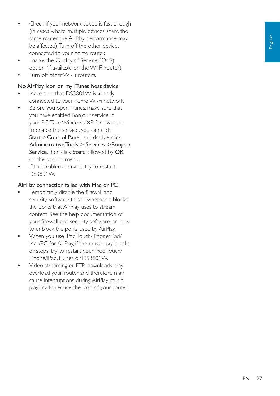 Philips Fidelio SoundRing wireless speaker DS3801W User Manual | Page 27 / 28