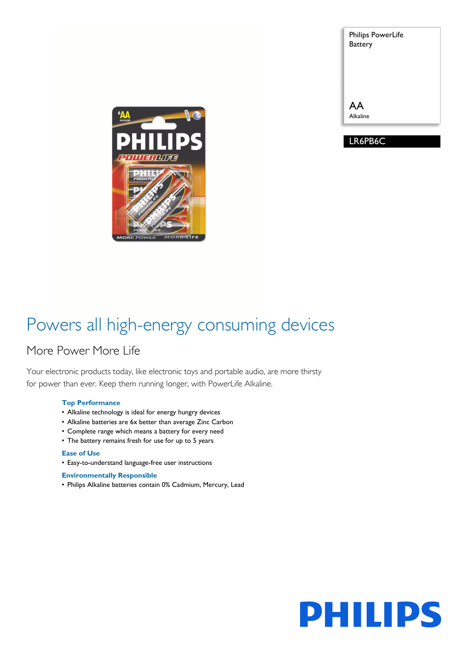 Philips LR6PB6C-27 User Manual | 2 pages