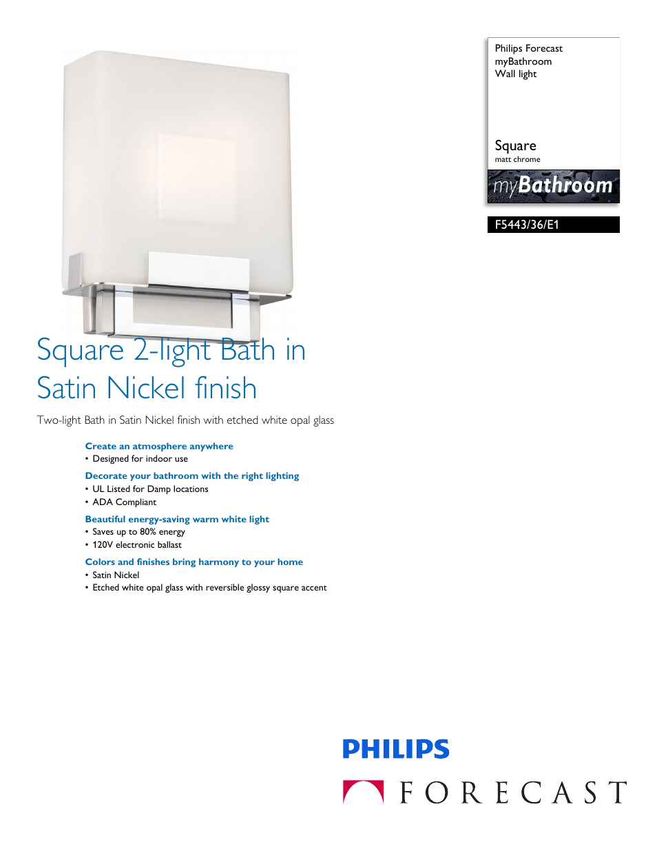 Philips F544336E1 User Manual | 2 pages