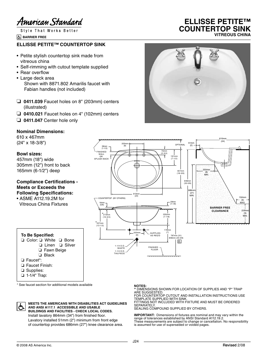 American Standard 0411.039 User Manual | 1 page