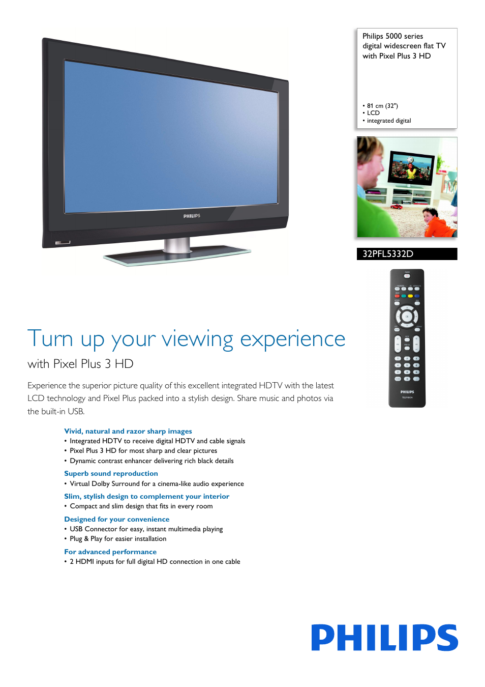 Philips 32PFL5332D-37 User Manual | 3 pages