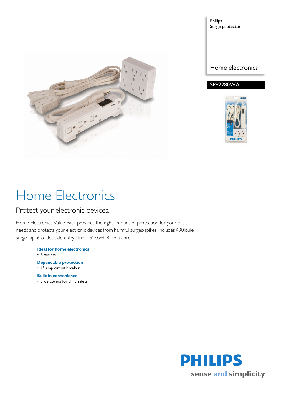 Philips SPP2280WA-17 User Manual | 2 pages