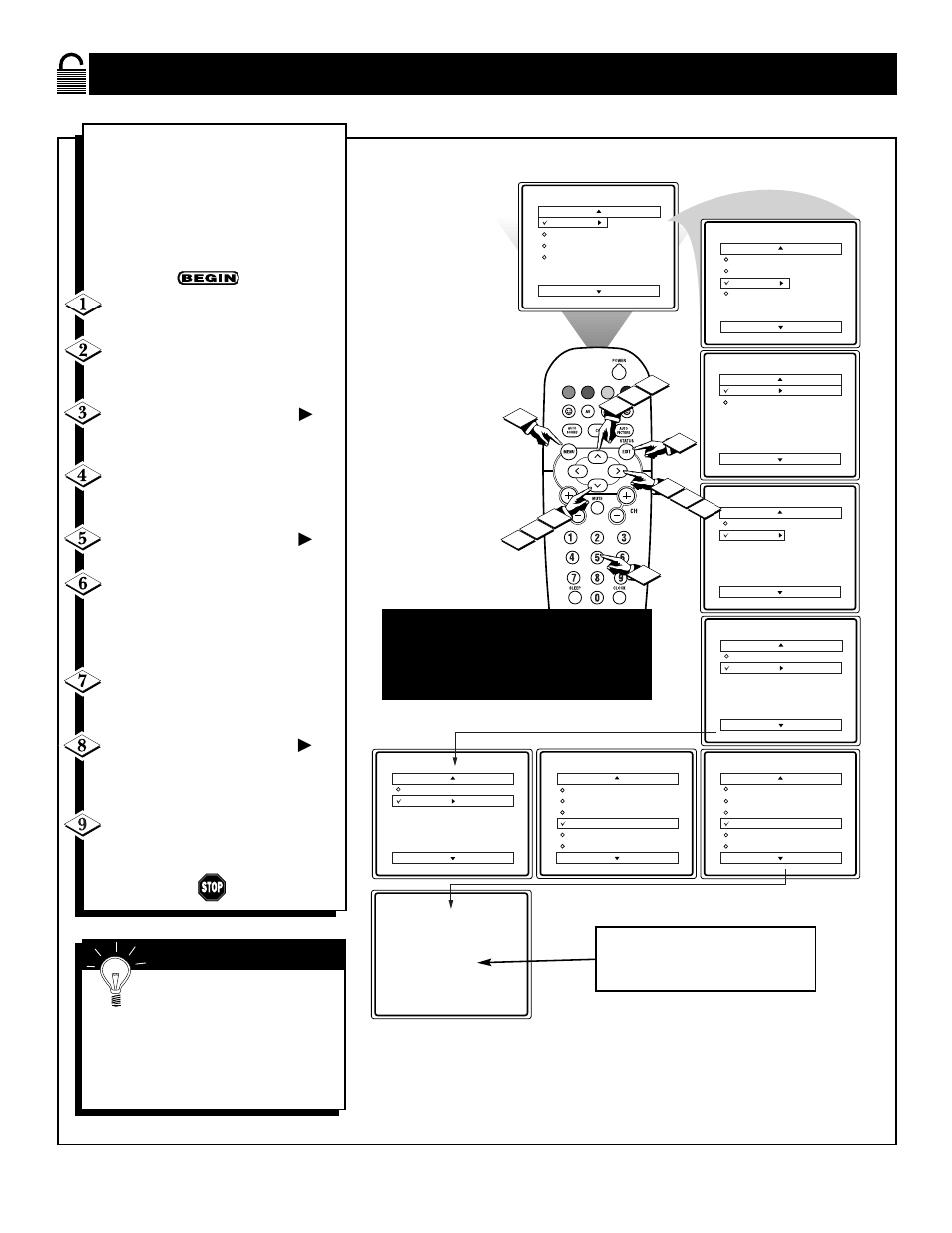 Ow to, Lock, Hannels at the | Philips 19PS30C User Manual | Page 24 / 40