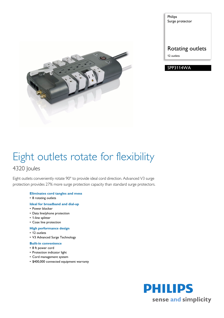 Philips SPP3114WA-17 User Manual | 2 pages